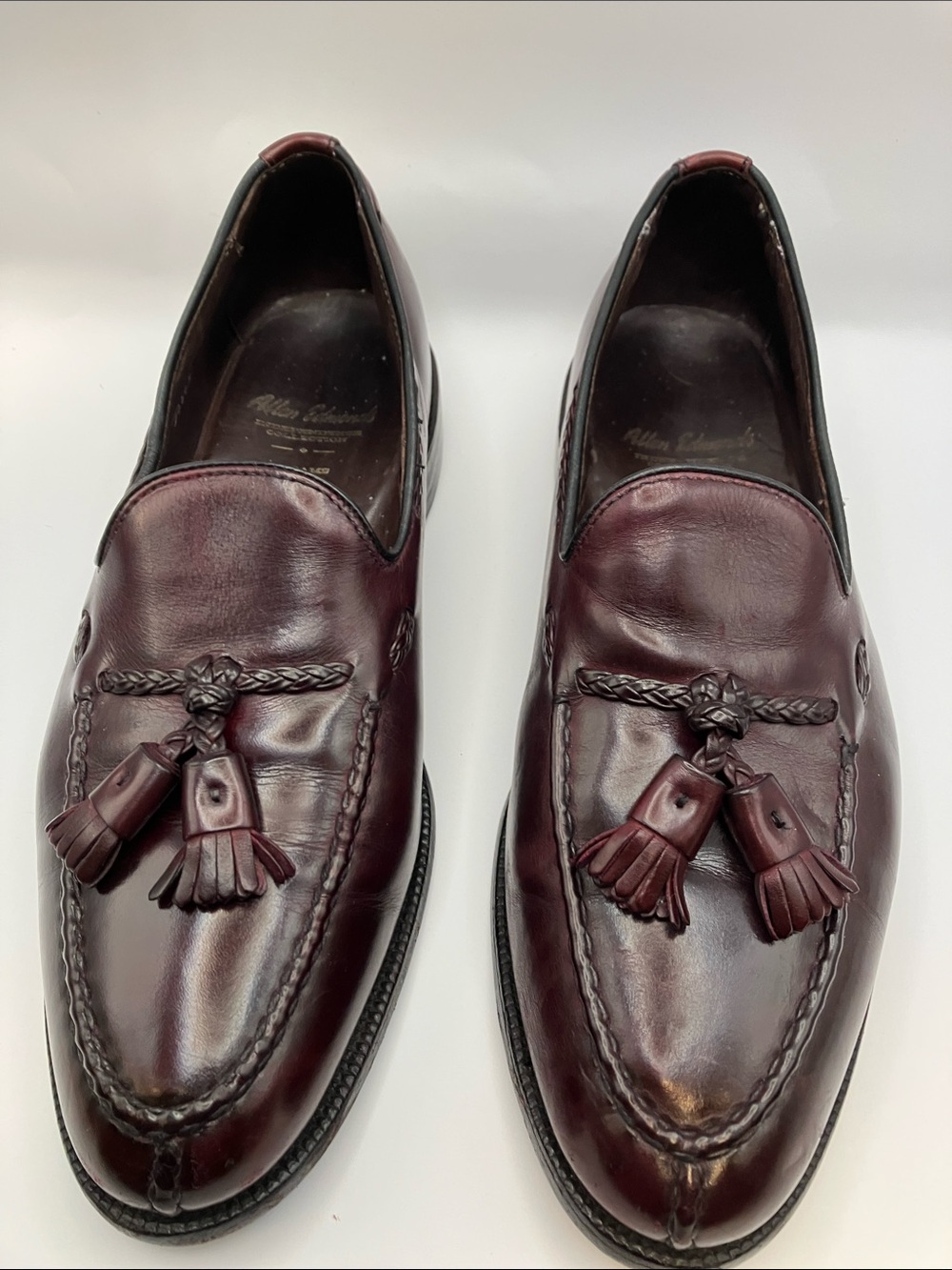 Men's Burgundy the Adams Tassel Slip-On Loafers by Allen Edmonds